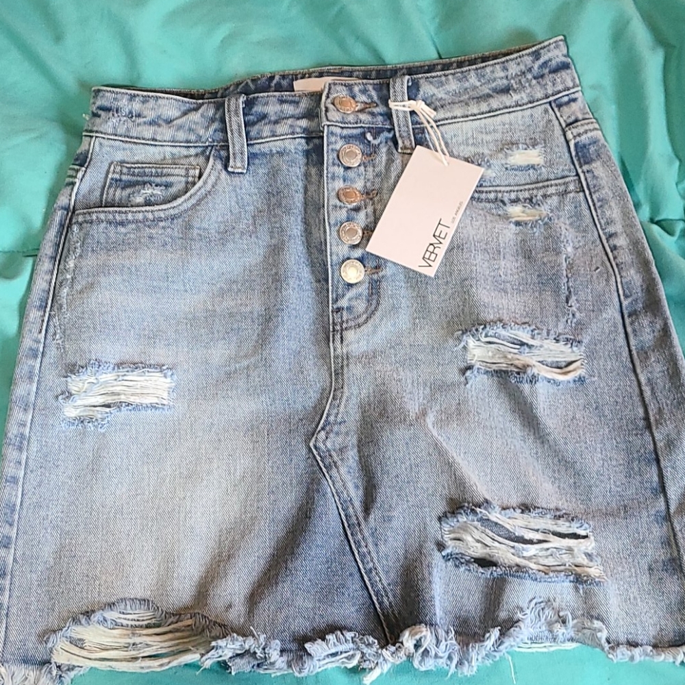 Womans Destroyed/Distressed Denim Skirt Size Small